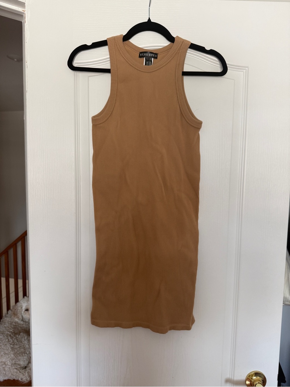 Urban Planet Ribbed Tank Dress in Camel
